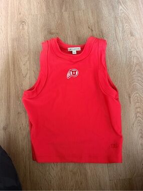 Albion University Of Utah  Red Ribbed Tank Top